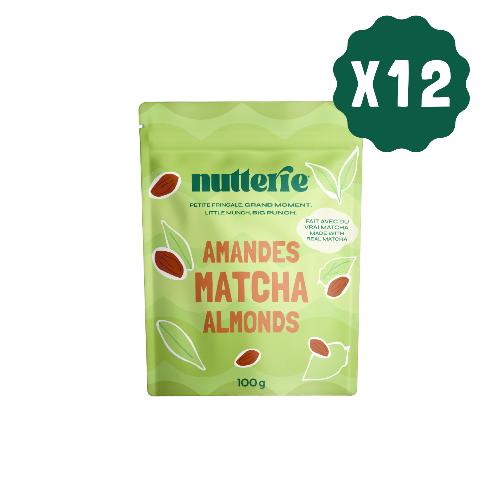 Matcha Almonds (100g) - CASE of 12