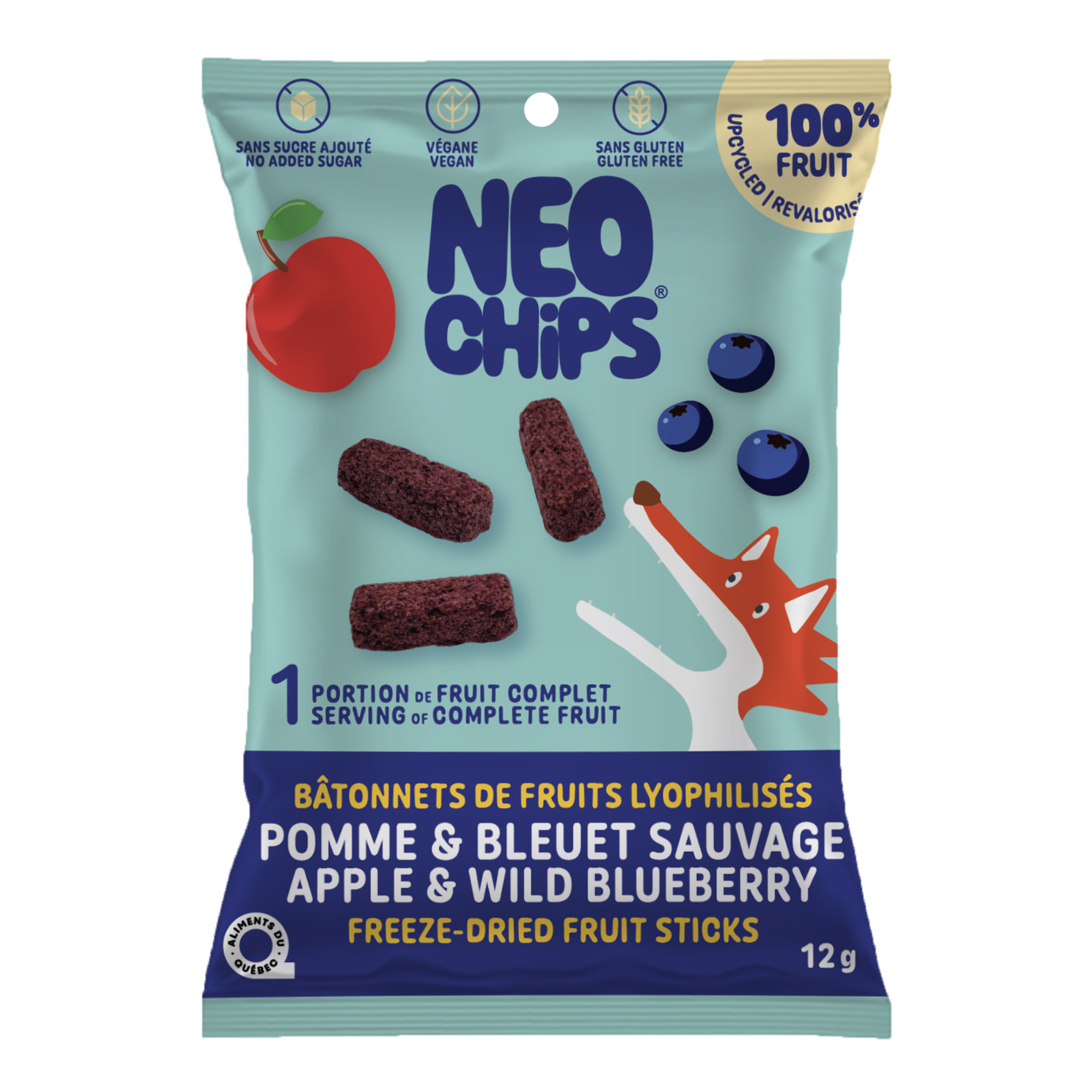 Bâtonnets de Pomme & Bleuet Sauvage Lyophilisés