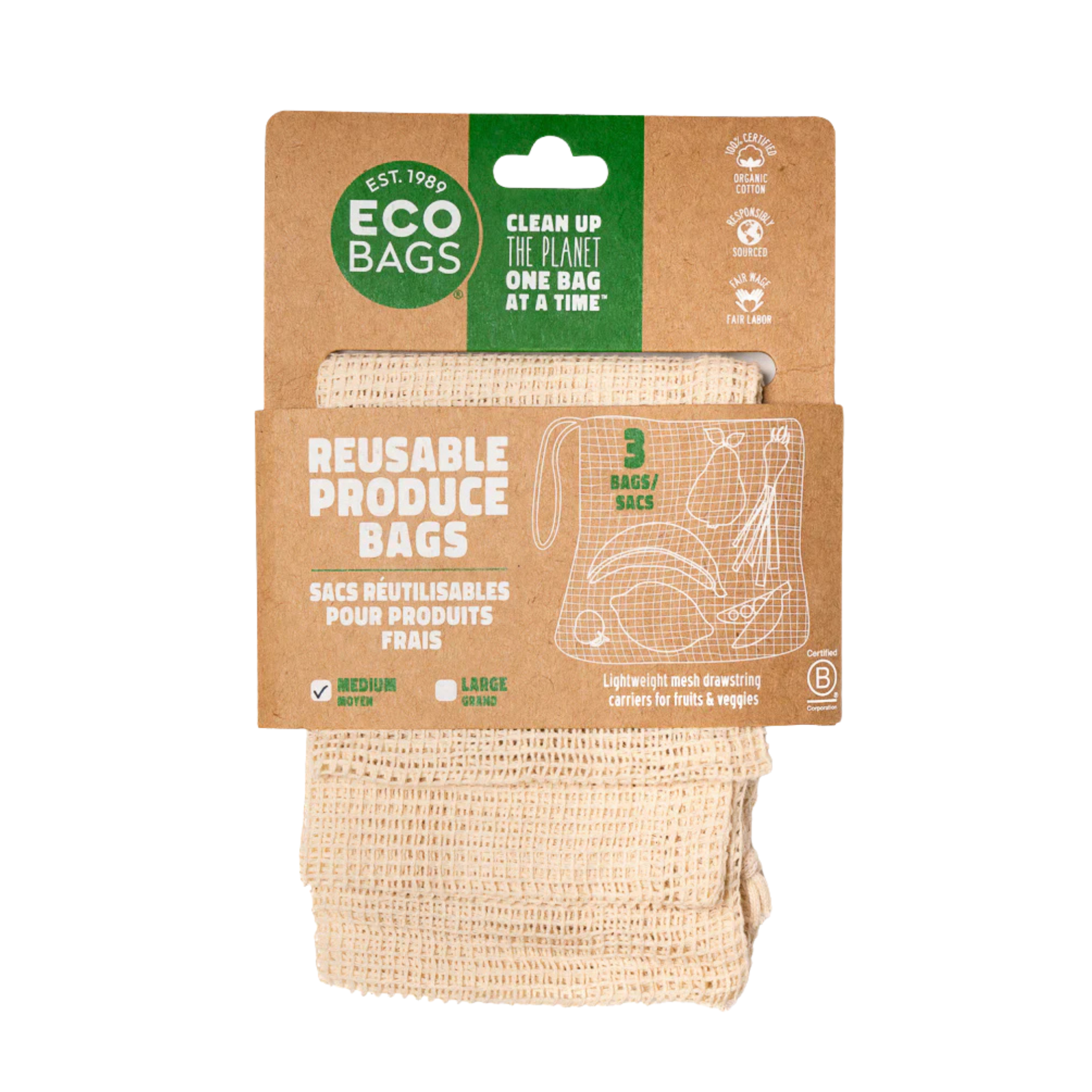 Organic Mesh Drawstring Bag Set Of 3