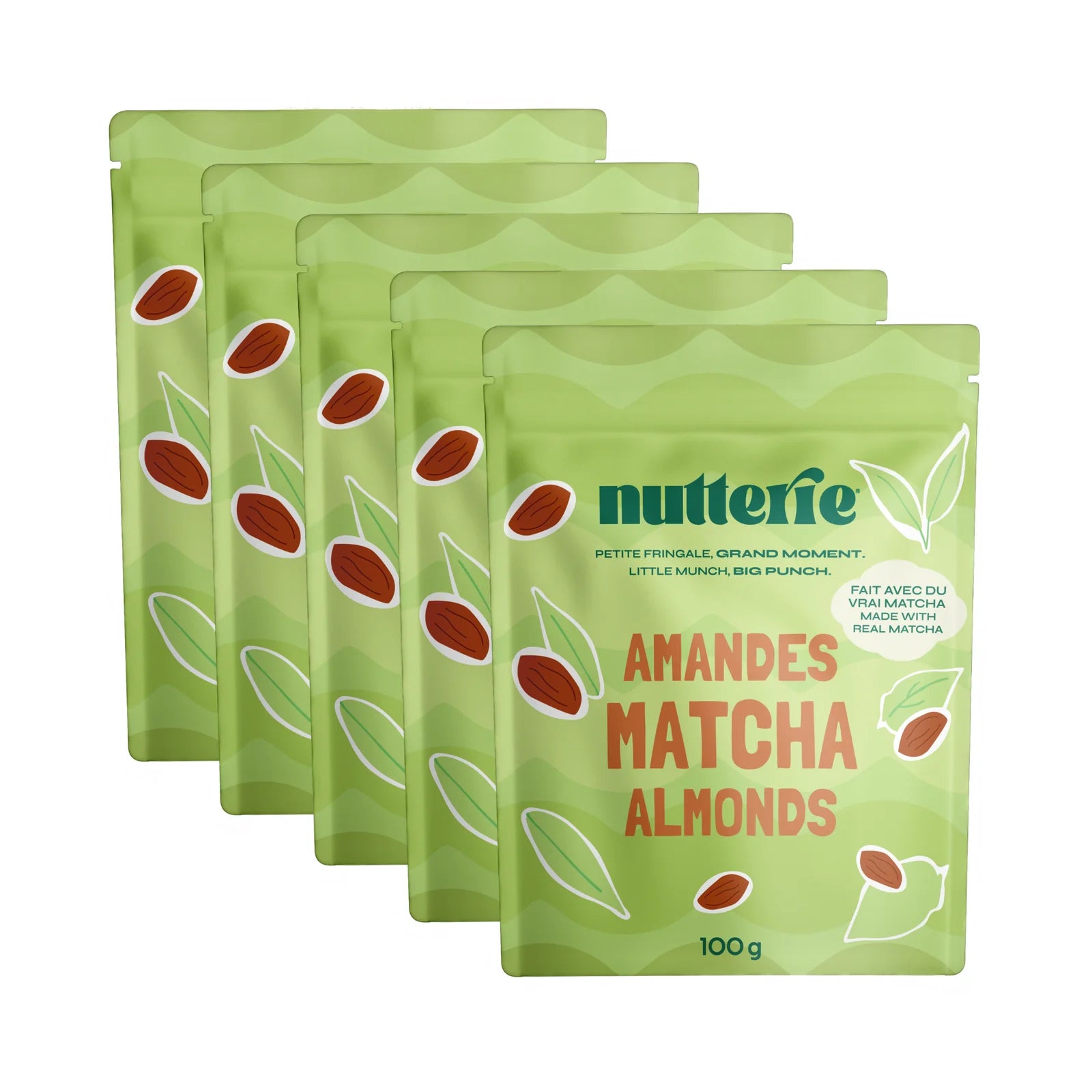 Matcha Almonds (100g) X 5 by Nutterie